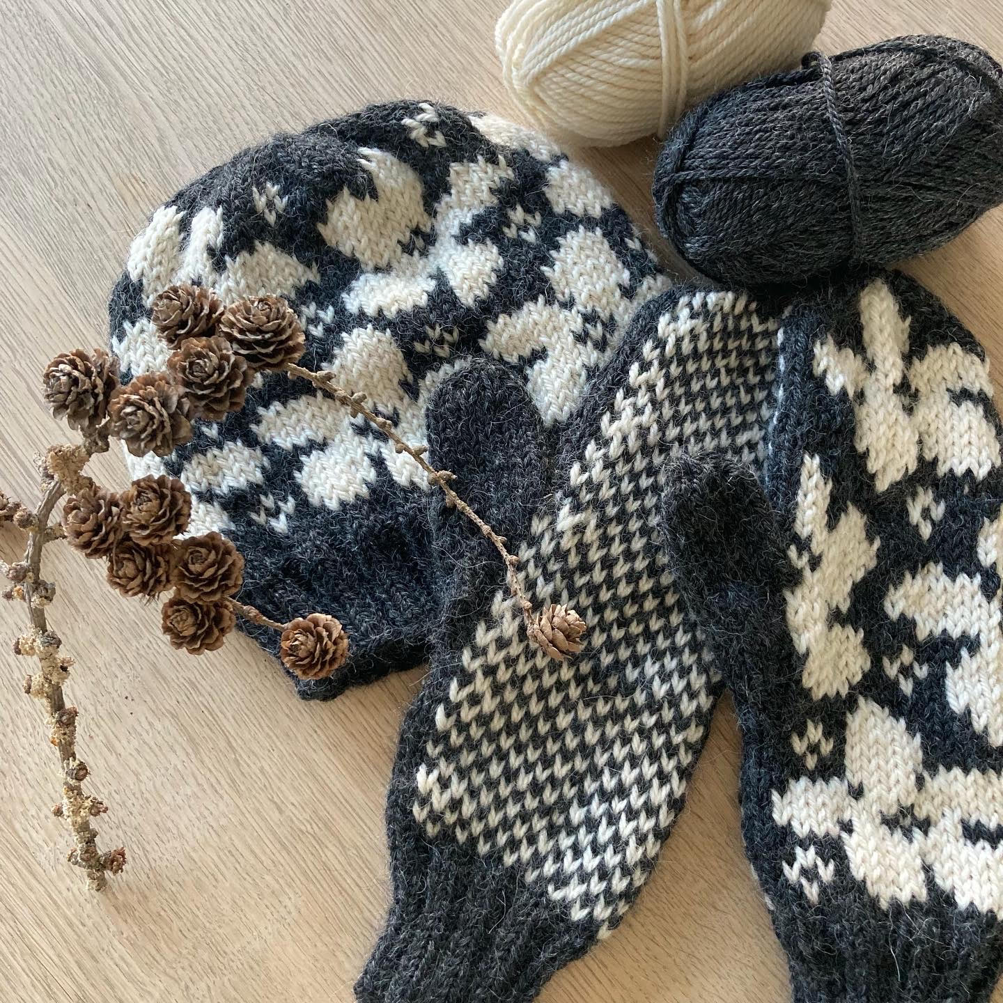 Big Flower Mittens & Hat